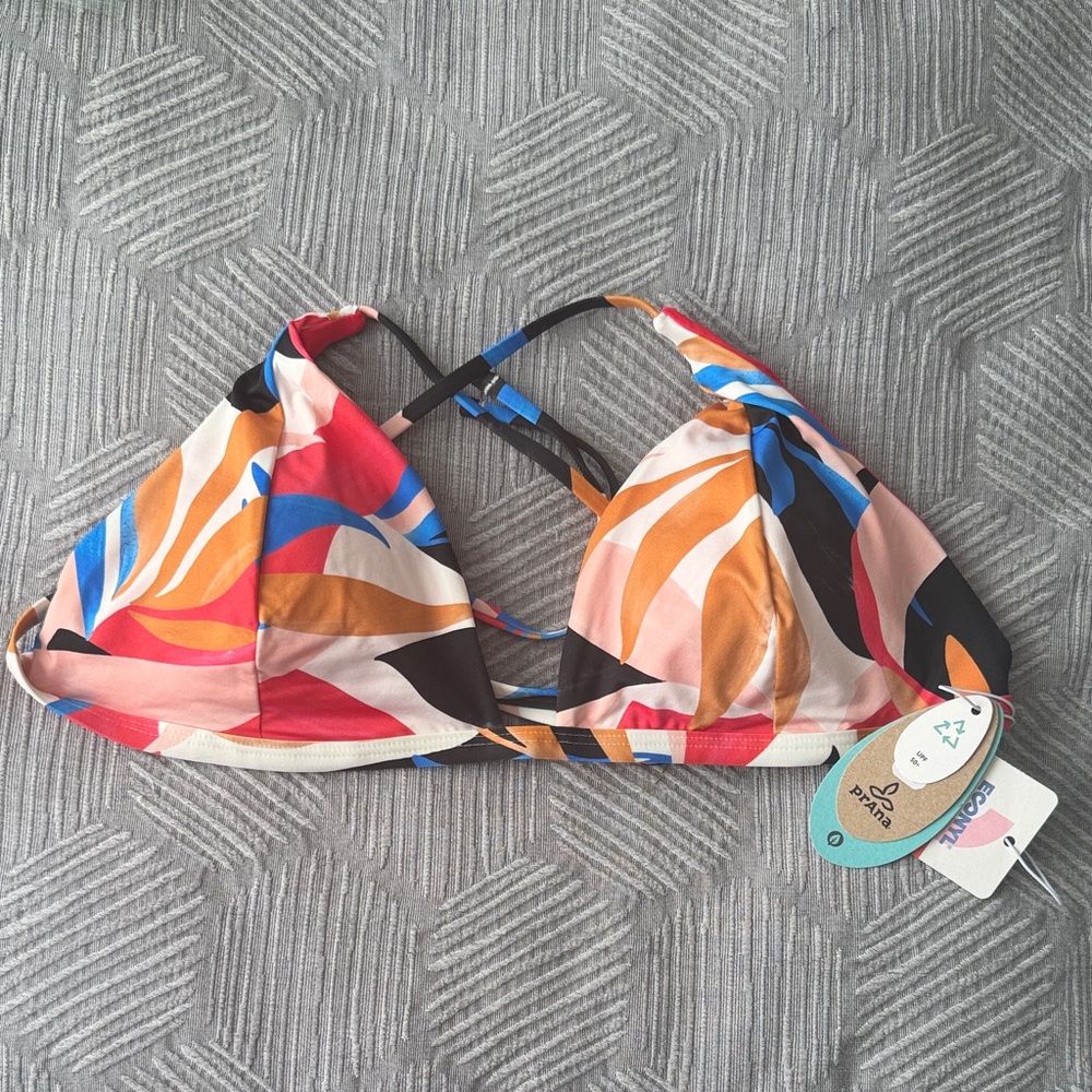 Prana Colorful Abstract Bikini Top NWT